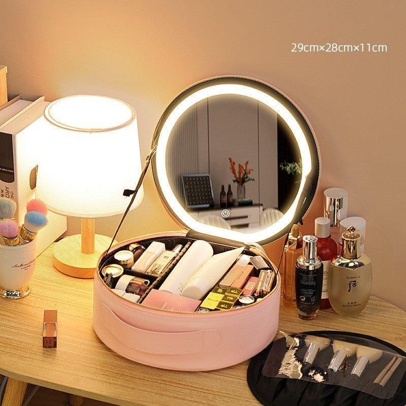 LED Makeup Bag with Mirror Lights - Portable Beauty Organizer For travel and Vanity