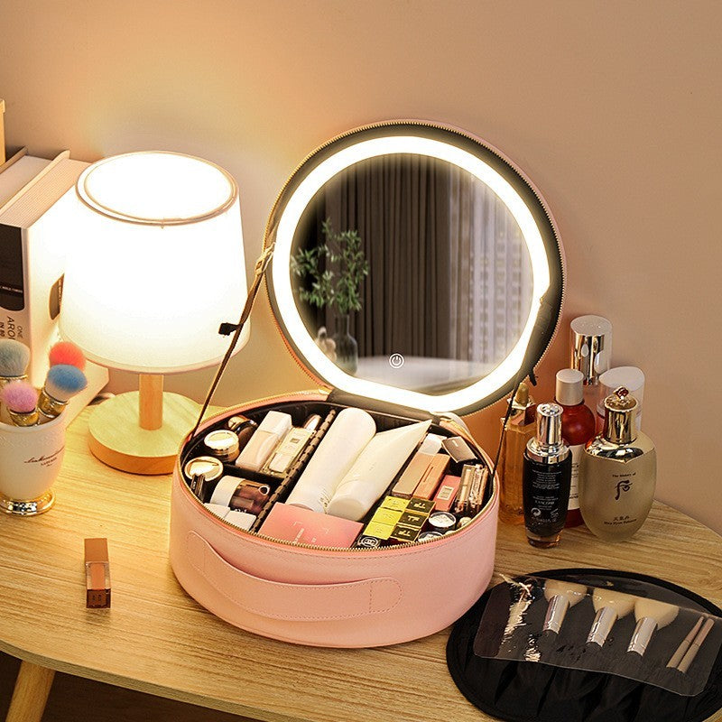 LED Makeup Bag with Mirror Lights - Portable Beauty Organizer For travel and Vanity