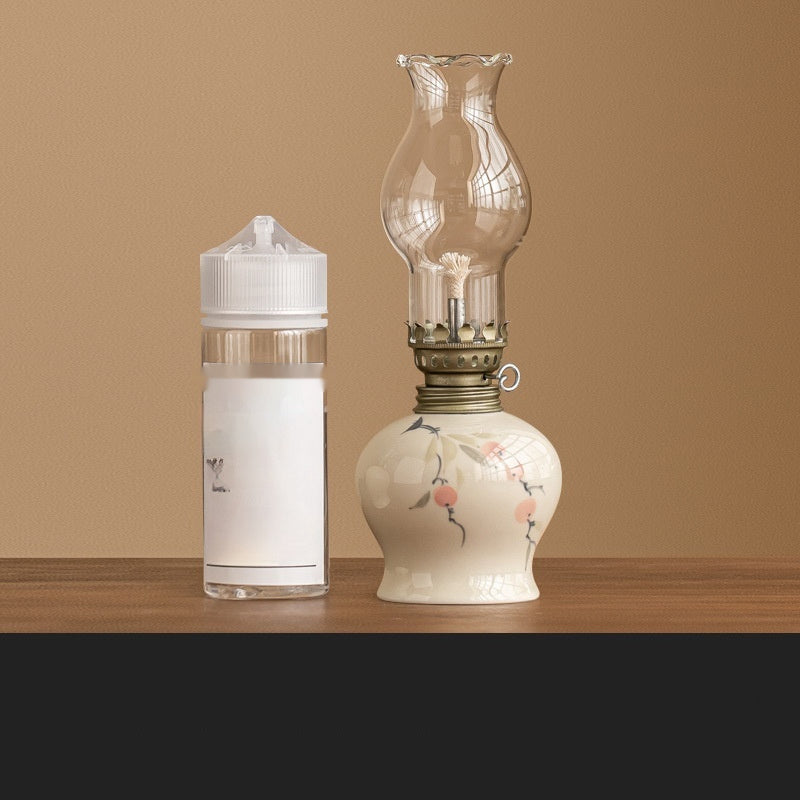 Hand-painted Flower Retro Kerosene Lamp Ceramic Butter Lamp