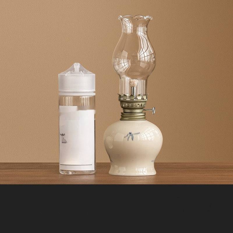 Hand-painted Flower Retro Kerosene Lamp Ceramic Butter Lamp