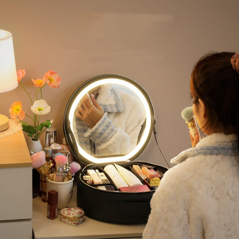 LED Makeup Bag with Mirror Lights - Portable Beauty Organizer For travel and Vanity