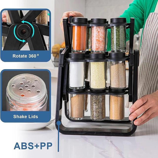 رف توابل دوار لتنظيم المطبخ 
360 rotating spice rack