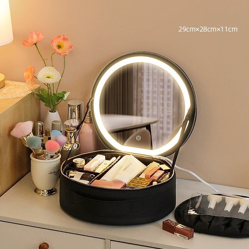 LED Makeup Bag with Mirror Lights - Portable Beauty Organizer For travel and Vanity