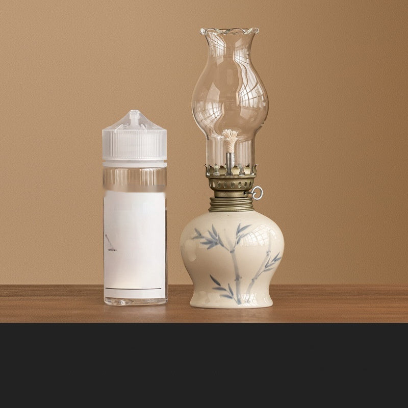 Hand-painted Flower Retro Kerosene Lamp Ceramic Butter Lamp