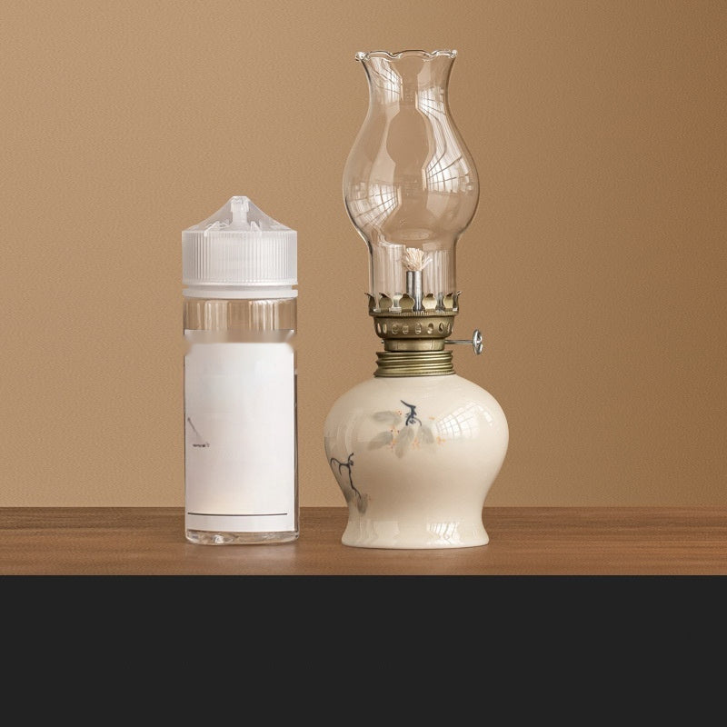 Hand-painted Flower Retro Kerosene Lamp Ceramic Butter Lamp