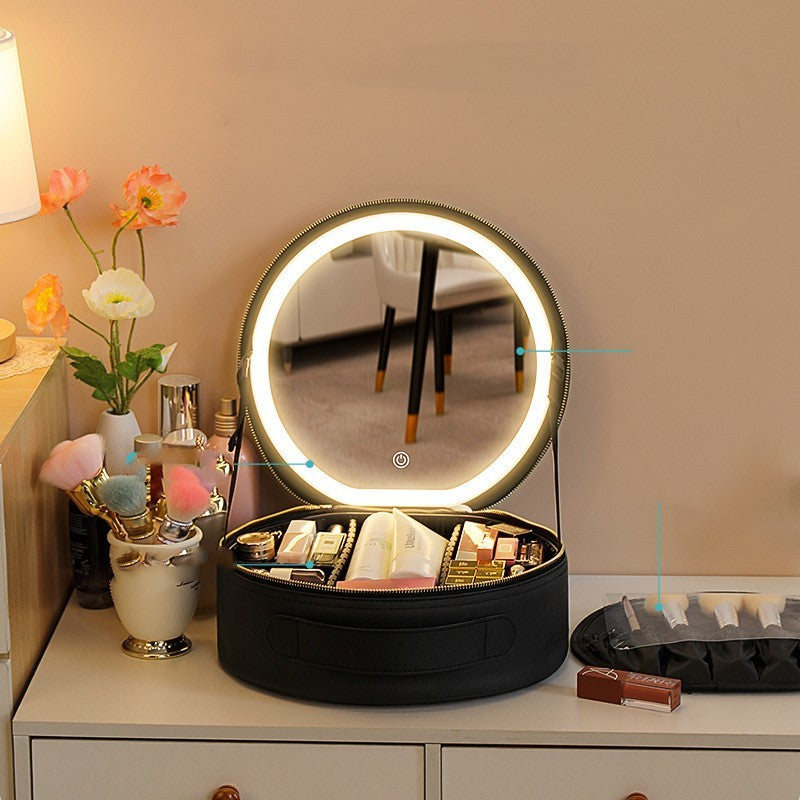 LED Makeup Bag with Mirror Lights - Portable Beauty Organizer For travel and Vanity
